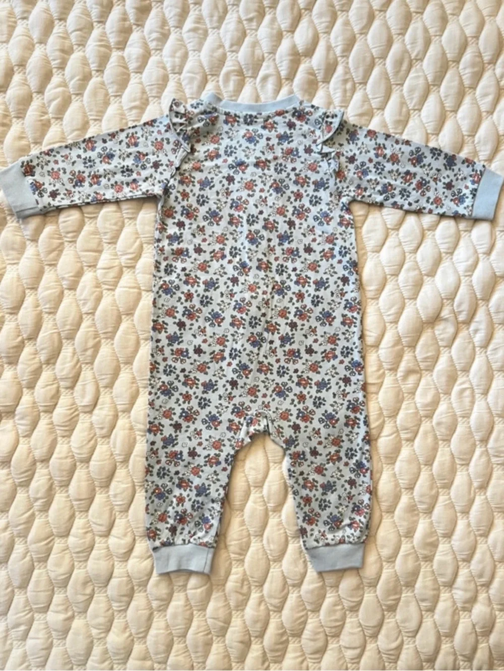 🌻3/$25 H&M Organic Cotton Floral Zip Sleeper Blue 6-9 Months NWT